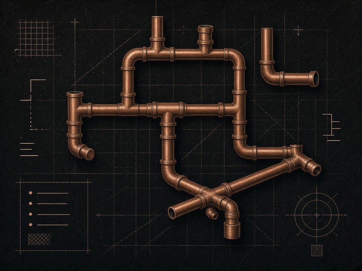 Copper pipe joint routing diagram